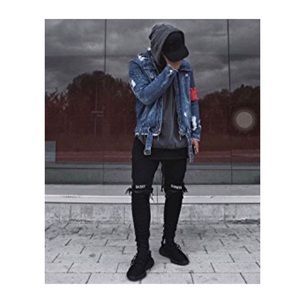 Men's Denim Jacket Distressed Fashion Jeans Jacket
